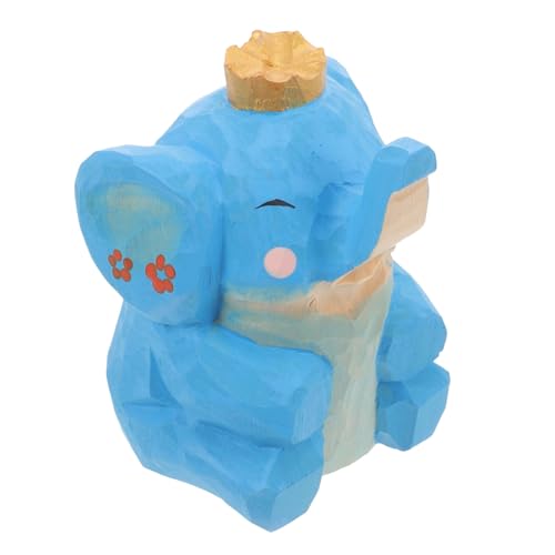 HOLIDYOYO Babyelefanten-Holzschnitzornamente Gorilla-Ornamente Fingerstatue bescherung Weihnachten weihnachsgeschenk bastelset Elefanten-Ornamente schickes Elefantendekor hölzern Sky-Blue von HOLIDYOYO