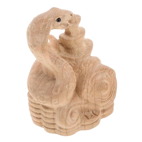 HOLIDYOYO Chinesische Schlangenstatue Aus Holz Süße Drachen Holzfigur Für Feng Shui Handgefertigte Neujahrsschlange Tischdekoration Und Mondfigur Für Zuhause von HOLIDYOYO