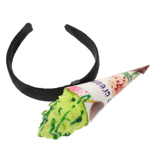 HOLIDYOYO Eis-Stirnband Eiscreme-Partyhut Eiscreme-Haarreifen lustiger Essenshut Stirnband zum Waschen des Gesichts Make-up-Stirnband Lustiges Stirnband für Cosplay Stirnbänder Plastik Green von HOLIDYOYO