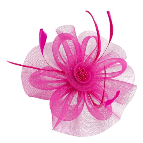 HOLIDYOYO Fascinator Hut Mit Rosafarbener Blüte Und Netz Elegantes Haaraccessoire Für Damen Ideal Für Tea Parties Hochzeiten Und Cocktail Events Modischer Kopfschmuck von HOLIDYOYO