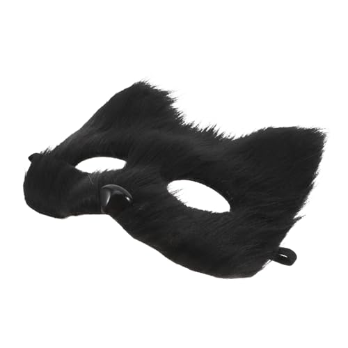 HOLIDYOYO Fuchs Maske halloween dekoration Halloween-Maske tiermasken Cosplay-Maske Pelzige Masken Partyhüte für Halloween-Disco Zubehör für Teepartys Teeparty-Handschuhe PVC Black von HOLIDYOYO