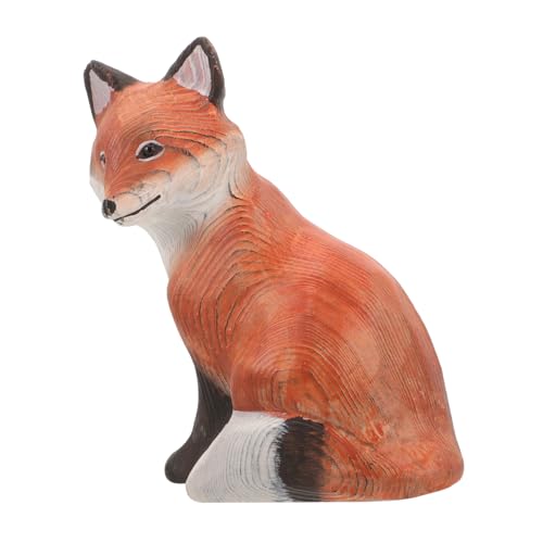 HOLIDYOYO Fuchs weißer Fuchs Gnom Hirsch Komisches Zeug handwerksdekor aus Holz schöne Fuchsfigur Fuchs-Ornamente aus Holz dekoratives Holztier Holzfuchs ziert hölzern von HOLIDYOYO