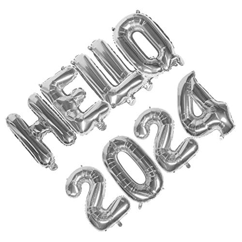 HOLIDYOYO HELLO 2024 Folienballons Set Dekorative Ballons Für Partys Silvester Und Geburtstagsfeiern 2024 Ballons Für Kreative Raumdekoration von HOLIDYOYO