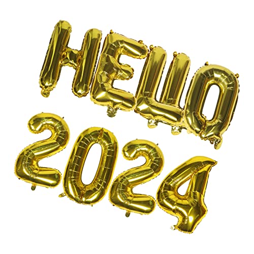 HOLIDYOYO HELLO 2024 Folienballons Set Dekorative Ballons Für Neujahr Abschlussfeier Und Partys Goldene 2024 Ballons Für Festliche Anlässe Und Feiern von HOLIDYOYO