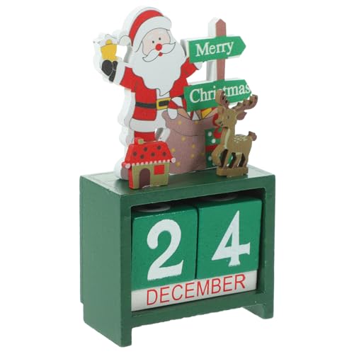 HOLIDYOYO Home-desktop-kalender Tischkalender Für Weihnachten Kalender Für Weihnachtsfeierblöcke Exquisiter Adventskalender Blöcke Kalender Weihnachtsdekoration Heimkalender Green Holz von HOLIDYOYO