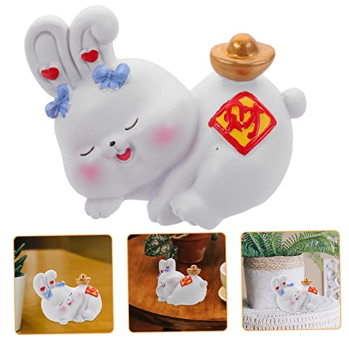 HOLIDYOYO Kaninchen-verzierung Kuchen Verzieren Chinesisches Tierkreiszeichen Kaninchenfiguren Dekor Häschenstatue Im Freien Ästhetische Hasenzubehör Kaninchen-Cupcake-Topper Harz Sky-Blue von HOLIDYOYO