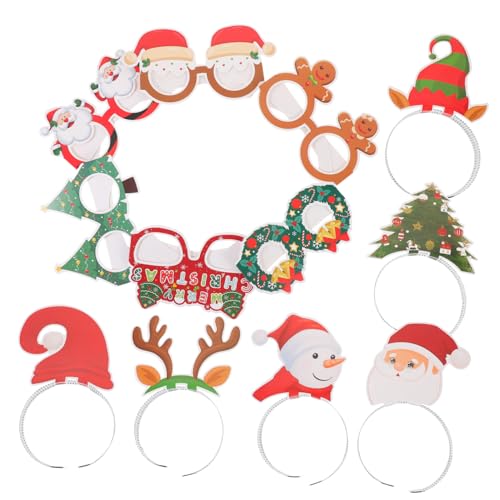 HOLIDYOYO 1 Set Von Weihnachten Glitter Party Es Brillen Rahmen Stirnbänder Requisiten Weihnachten Brille Stirnband Photo Booth Dekorationen von HOLIDYOYO