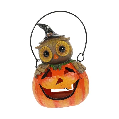 HOLIDYOYO Kürbiskopf Eule Outdoor Heimdekoration Halloween Eule Halloween Tischornament Halloween Ornament Dekorative Heimdekoration Gedenkstätte Halloween Requisite Harz von HOLIDYOYO