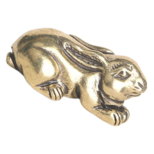 HOLIDYOYO Messing Hase Vintage Hasenfigur Astetische Raumdekoration Mini- Tierstatuen- Chinesische Sternzeichenfiguren Golddekor kleine Desktop-Dekoration Messingverzierung Golden von HOLIDYOYO