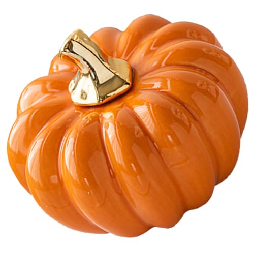 HOLIDYOYO Nordischer Keramikkürbis Herbstdeko Kürbis Kissen Partydekorationen Kürbisskulptur Halloween Pumpkin halloweenkürbis Tischdekoration für Zuhause zarter Kürbis aus Keramik Orange von HOLIDYOYO