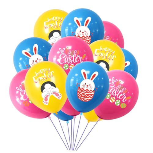 HOLIDYOYO Ostern Ballons Mit Hasen Und Eiermotiven Latexballons Und Pink Ideale Dekoration Für Ostern Partys Und Feste von HOLIDYOYO