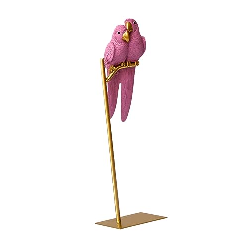 HOLIDYOYO Papageienverzierungen Paar Papageiendekor Paar Vogelstatue Vogel Papagei Ornament Miniaturdekoration Papagei-Ornament Für Den Tisch Künstlich Tabletop-paarfigur Familie Rosa Harz von HOLIDYOYO