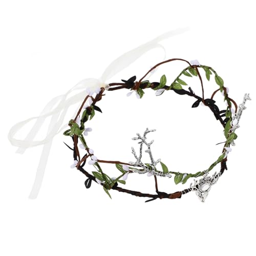 HOLIDYOYO Rattan-girlande Halloween-kopfschmuck Kopfbedeckung Mit Floraler Krone Halloween-partygeschenk Haarschmuck Für Frauen Blattkrone Stirnband Simulationsblatt-kopfstück Polyester von HOLIDYOYO