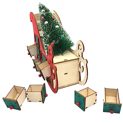 HOLIDYOYO Weihnachtsschmuck Weihnachts-countdown-blöcke Weihnachten Tischdekoration Weihnachtskalender Dekor Weihnachtsbaum Kalender Weihnachtsschlitten Dekor Krippendekor Holz Green von HOLIDYOYO