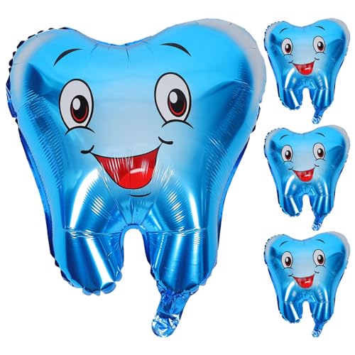 HOLIDYOYO Zahnballons 4 Stück Zahnparty-Ballons Zähne Zahnförmige Ballons Dental-Schulballons Aluminiumballons Dental-Studenten-Abschlussparty-Dekor Blau von HOLIDYOYO