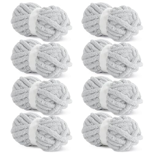 HOMBYS Chunky Chenille-Garn zum Häkeln, sperriges, dickes, flauschiges Garn zum Stricken, super sperriges grobes Garn für Handstricken, Decke, weiches Plüschgarn, 8 Jumbo-Packungen (27 m, 227 g pro von HOMBYS