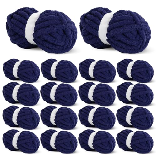 HOMBYS Dickes Chenille-Garn zum Häkeln, dickes, flauschiges Garn zum Stricken, super sperriges grobes Garn für Handstricken, Decke, weiches Plüschgarn, 18 Jumbo-Packungen (27 m, 227 g pro Strang) von HOMBYS