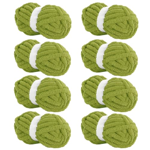 HOMBYS Dickes Chenille-Garn zum Häkeln, dickes, flauschiges Garn zum Stricken, super sperriges grobes Garn für Handstricken, Decke, weiches Plüschgarn, 8 Jumbo-Packungen (27 m, 227 g pro Strang) von HOMBYS