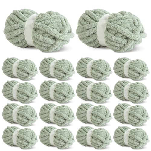 HOMBYS Grobes Chenille-Garn zum Häkeln, sperriges, dickes, flauschiges Garn zum Stricken, super sperriges grobes Garn für Handstricken, Decke, weiches Plüschgarn, 18 Jumbo-Packungen (31,7 m, 227 g pro von HOMBYS