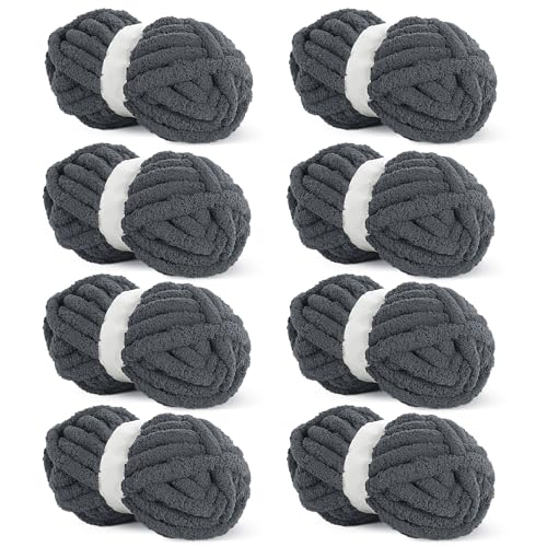 HOMBYS Dickes Chenille-Garn zum Häkeln, sperriges, dickes, flauschiges Garn zum Stricken, super sperriges grobes Garn für Handstrickdecken, weiches Plüschgarn, 8 Jumbo-Packungen (27 m, 227 g pro von HOMBYS