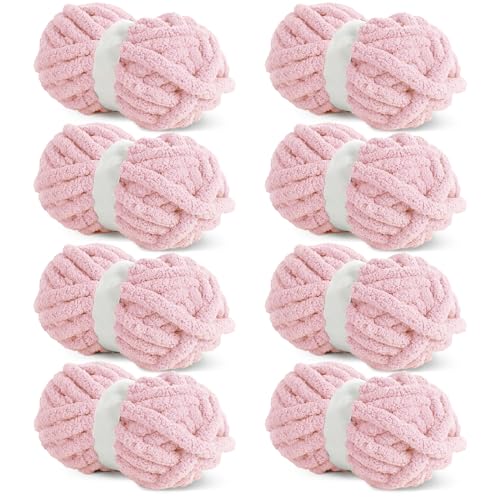 HOMBYS Dickes Chenille-Garn zum Häkeln, sperriges, dickes, flauschiges Garn zum Stricken, super sperriges grobes Garn für Handstrickdecken, weiches Plüschgarn, 8 Jumbo-Packungen (27 m, 227 g pro von HOMBYS