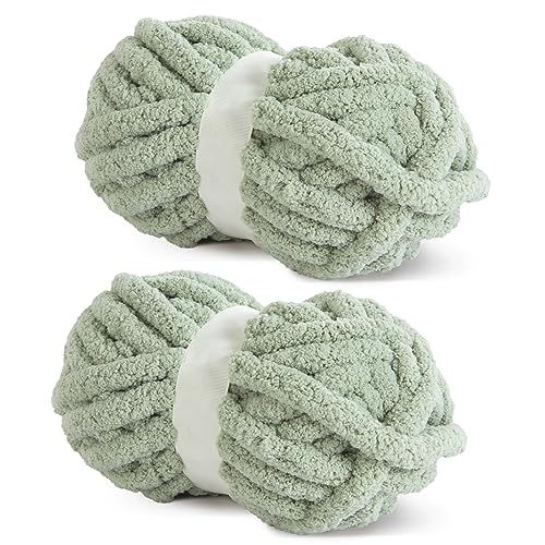 HOMBYS Grobes Chenille-Garn zum Häkeln, sperriges, dickes, flauschiges Garn zum Stricken, super sperriges grobes Garn für Handstricken, Decke, weiches Plüschgarn, 2 Jumbo-Packungen (27 m, 227 g pro von HOMBYS