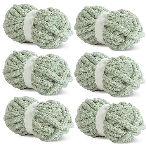 HOMBYS Grobes Chenille-Garn zum Häkeln, sperriges, dickes, flauschiges Garn zum Stricken, super sperriges grobes Garn für Handstricken, Decke, weiches Plüschgarn, 6 Jumbo-Packungen (27 m, 227 g pro von HOMBYS