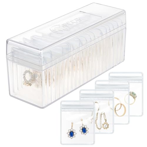 HOMEHIVE Acryl-Schmuckkästchen, transparenter Schmuck-Organizer mit 20 tragbaren Schmucktaschen, Anlaufschutz, Reise-Schmuckschatulle für Ohrringe, Ringe, Halsketten, Armbänder, Geschenk für Frauen von HOMEHIVE