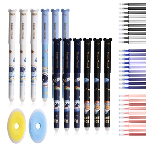 HOMEJOY 42 Stück Radierbarer Kugelschreiber 0.5mm Cartoon Stift Radierbar Gelschreiber 12 Tintenroller Erasable Pen mit 30 Nachfüllungen Löschbaren Gelstiften für Kinder Studenten Büro (A) von HOMEJOY