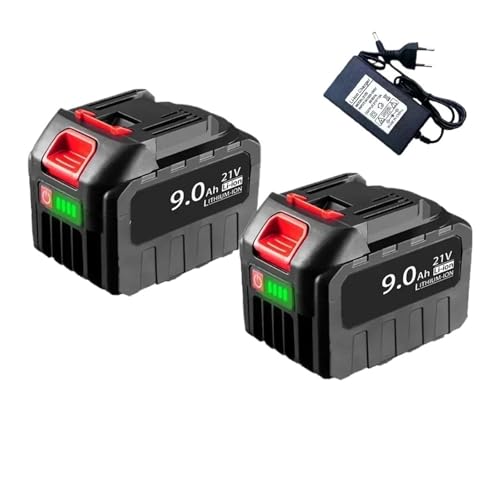 HOMEWQ Leistungsstarker 21-V-9-Ah-Lithium-Akku, kompatibel mit Makita Elektrowerkzeugen von – langlebige und langlebige Leistung(2PCS 9Ah and 21V CAR) von HOMEWQ