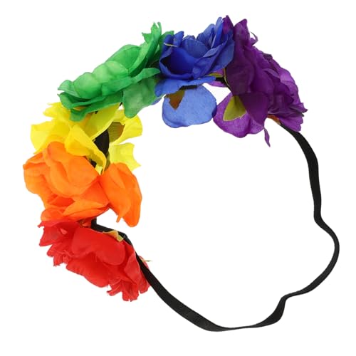 HOMFAMINI Regenbogen Girlande Blumen Stirnband Stolz Stirnband Blumen Stirnband Dekorativer Kopfschmuck Festival Kopfbedeckungen Stolz Dekorationen Lgbt Kostüm Stirnband Mädchen von HOMFAMINI