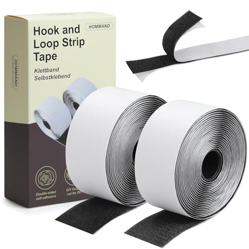 HOMMAND Klettband Selbstklebend Extra Stark, Doppelseitig Klebende mit Klettverschluss Selbstklebendes Klebepad Flauschband und Hakenband, Extra Breit Klettverschluss selbstklebend, 50mm x 5m von HOMMAND