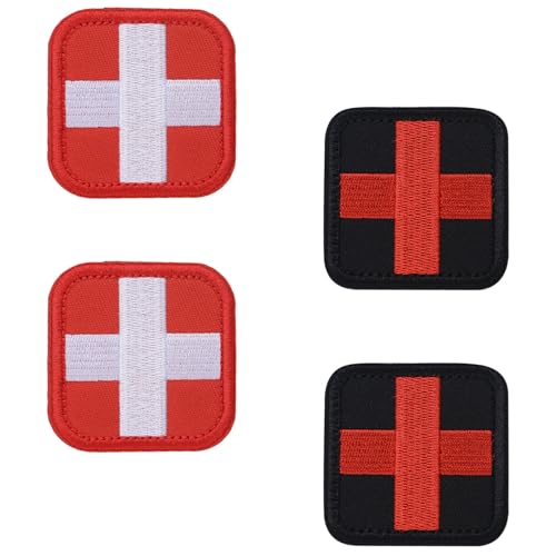 HOMMDECO Besticktes Moralabzeichen, 4 Stück, Klettverschluss, Moralabzeichen, Stickerei, Rettung, medizinisches Armband-Patch, dient zur einfachen und schnellen Identifizierung in einem medizinischen von HOMMDECO