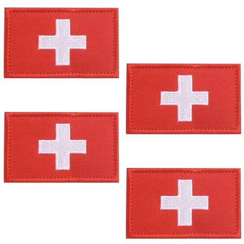 HOMMDECO Rotes Kreuz Moralabzeichen, 4 Stück, medizinische Moralabzeichen, Stickerei, Rettung, medizinisches Armband zur schnellen Identifizierung von medizinischen Erste-Hilfe-Sets und anderen von HOMMDECO