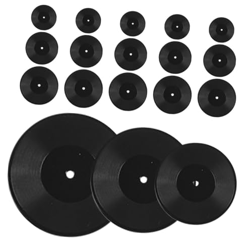 HOMOBABE 18 Stück Mini-Vinylmodell retro puppenhaus einrichtung retro dekoration musikalisches Bausätze Vinyl- Miniatur CD- Rekord Dekorationen Plastik Black von HOMOBABE