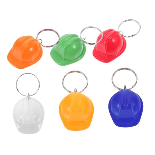 HOMOBABE 6 Stück Bauhut Schlüsselanhänger Miniatur Bauhüte Mini Bau Ornamente Mini Hard Hat Bau Party Gastgeschenke Schlüsselanhänger Zubehör Zubehör Bulk Kunststoff von HOMOBABE