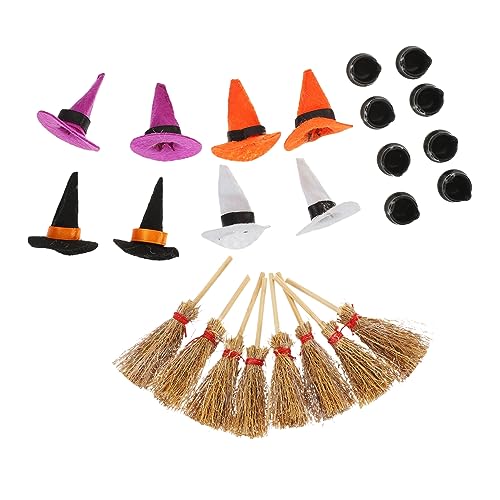 HOMOCONO 1 Satz Halloween Mini Hexenhüte Mit Mini Besen Und Kleinem Kessel Ideale Halloween Dekoration Für Partys Und Festlichkeiten Perfekt Für Kreative Bastelprojekte Und Festliche von HOMOCONO