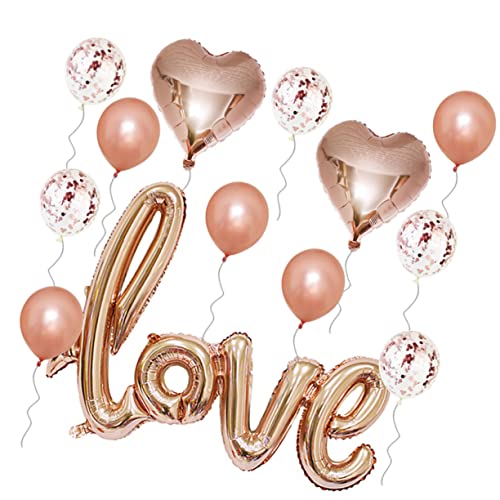 HOMOCONO 12 Teiliges Hochzeitsballon Set Für Romantische Dekoration Rosen LOVE Ballons Perle Latex Konfetti Ballons Herzballons LOVE von HOMOCONO