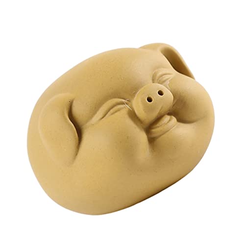 HOMOCONO 1Stk Ornamente büroradio offic Tierkreiszeichen Zisha Piggy Teehaustier teeschublade Decor Miniatur Dekorationen für Zuhause reizendes Teehaustierdekor Keramik Yellow von HOMOCONO