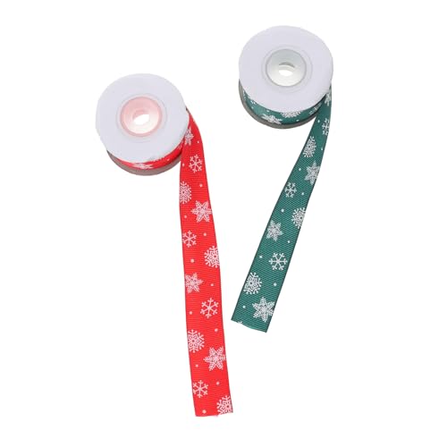 HOMOCONO 2 Rollen Weihnachtsband ribbon bandfeile xmas decorations ornamente weihnachten weihnachtliche Geschenkbänder Spitzenband Bastelband machen DIY Schleifenband Polyester von HOMOCONO