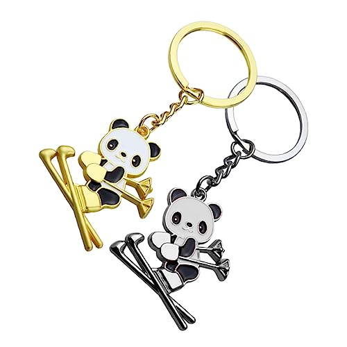 HOMOCONO 2 Stücke Panda Schlüsselketten Spiele Anhänger Panda Key Ringe (golden Silber) von HOMOCONO