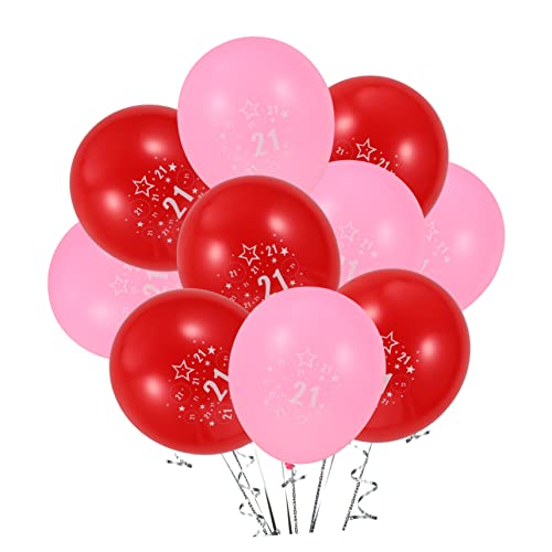 HOMOCONO 20 Stk Geburtstag Luftballons Blaue Zahlenballons Blaues Dekor Partyballons 21 Jahre Alter Ballon Gedenkballons Ballon Zum 21. Geburtstag Party-dekorationsballons Rosa Emulsion von HOMOCONO