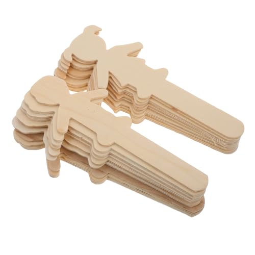 HOMOCONO 20st Junge Mädchen Diy Schmuck Für Schmucksets Für Kinderhandwerk Ornament-dekorationsset Für Erwachsene Weihnachtsschmuck Handwerk Für Eis Am Stiel Beige Holz von HOMOCONO