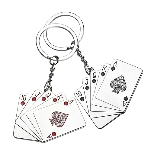 HOMOCONO 2er Set Spielkarten Schlüsselanhänger Kreative Poker Karten Anhänger Aus Für Handtaschen Und Rucksäcke Glücksbringer Und Geschenkidee Und von HOMOCONO