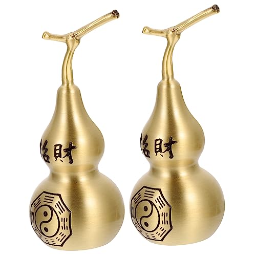 HOMOCONO 2st Kupfer-kürbis-Ornamente Desktop-Spielzeug Kürbisskulptur Desktop-handwerksornamente Decoraciones para Sala De Casa Kalebasse Getrocknete Kürbiswasserflasche Hallo Golden von HOMOCONO