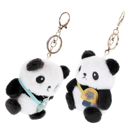 HOMOCONO 2st Panda-schlüsselanhänger Auto-schlüsselanhänger Weicher Tier-schlüsselanhänger Mini-plüsch-panda Taschenanhänger Mit Tiermotiv Flauschiger Tier-schlüsselanhänger Pp Baumwolle von HOMOCONO