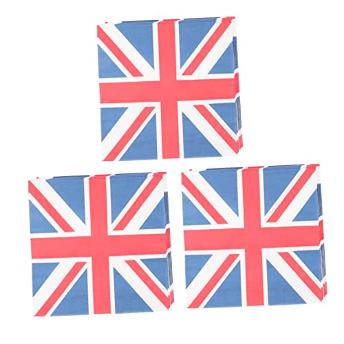 HOMOCONO 3 Tüten Union Jack Servietten Dekorative Seidenpapier Partyservietten 60 Stück Festival Servietten Weich Und Geschmeidig Für Feiern Und Events von HOMOCONO