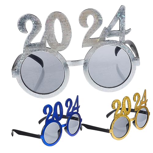 HOMOCONO 3St 2024 Brille Neujahrsbrille 2024 Sonnenbrille Requisiten für Party-Fotoautomaten kinder ferngläser kinderferngläser Partygeschenke für das neue Jahr lustige Tanzbrille Plastik von HOMOCONO