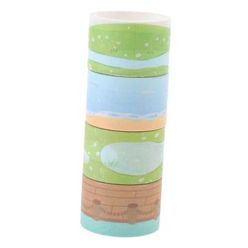 HOMOCONO 4 Rollen Handbuch Dekoration süßes Band verwaschenes Klebeband Pastell Washi-Tape süß Goldband the washi tape bastelmaterial DIY Klebeband Washi Tape kawaii Japanisches Papier von HOMOCONO