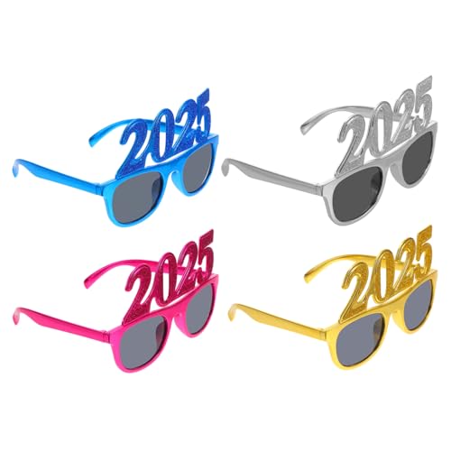 HOMOCONO 4 Stück 2025 Digitale Brille Brillen Für Das Neue Jahr 2025 Frohes Neues Jahr Sonnenbrille Partybrillen Für Das Neue Jahr Silvester Brille 2025 Brillen- -requisite Stk von HOMOCONO